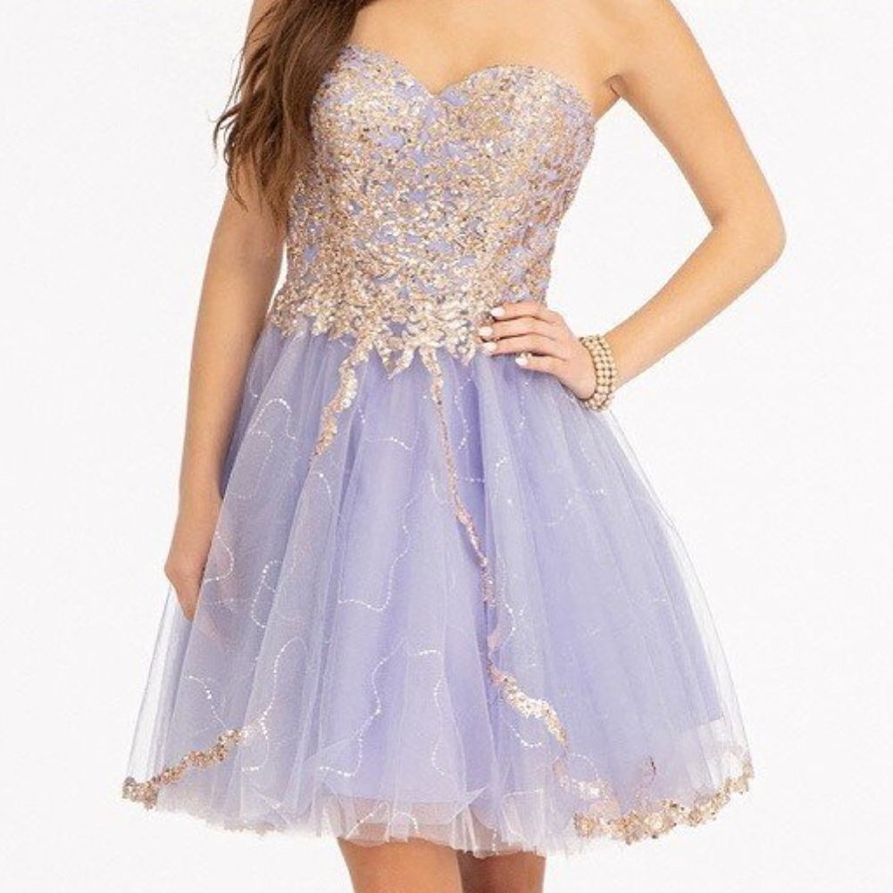 LILAC Glitter Sequin Embellished Bodice Sweetheart Homecoming Dress GL1980